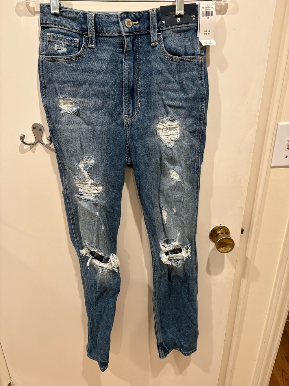 Hollister Women’s Distressed Blue Ripped Jeans - High Rise Slim Fit